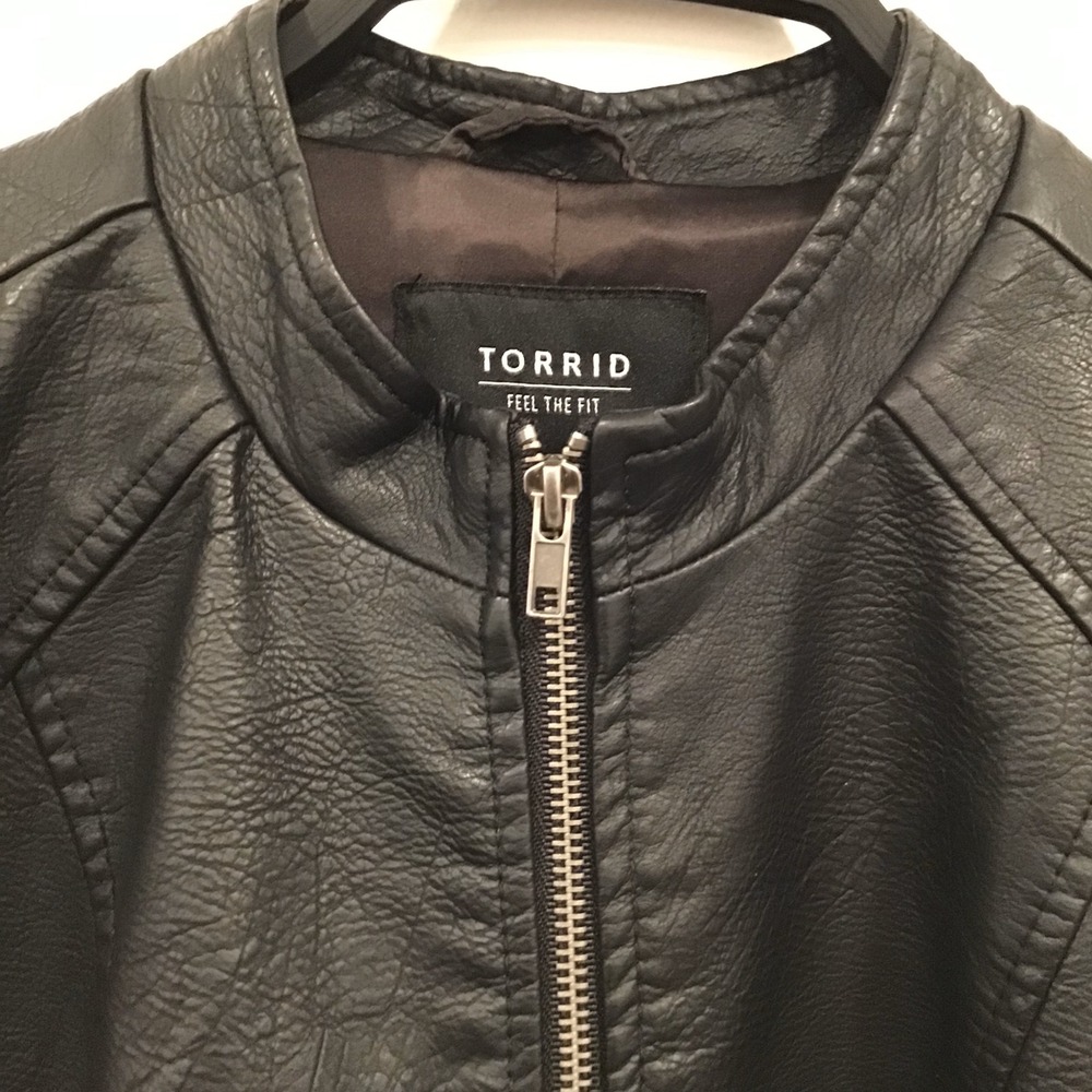 Torrid Faux Leather Moto Jacket Women Plus Size 2X Black Good Quilted Biker - Picture 10 of 16